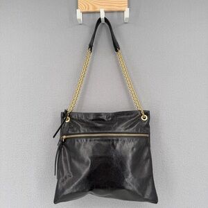 Hobo The Original Black Leather Shoulder Purse Crossbody Bag Zipper Chain Strap